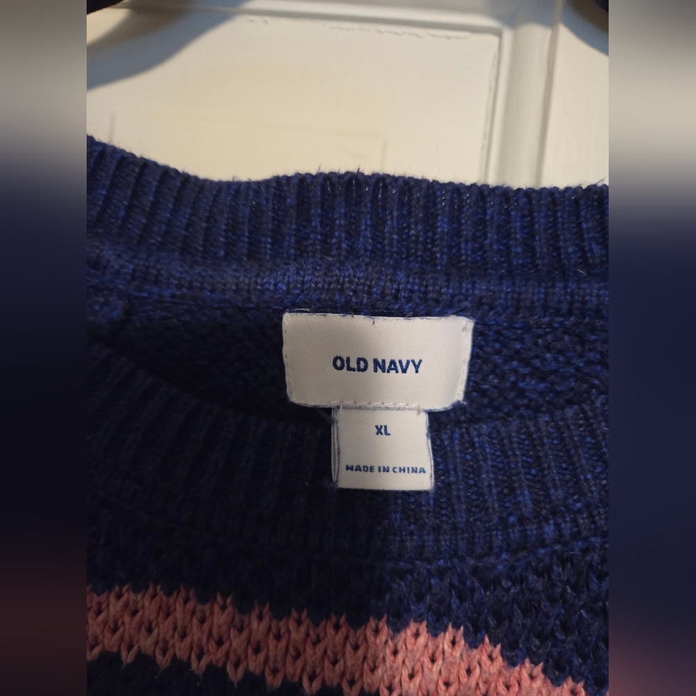 Old Navy size XL Blue and Pink Striped Sweater - Picture 6 of 7